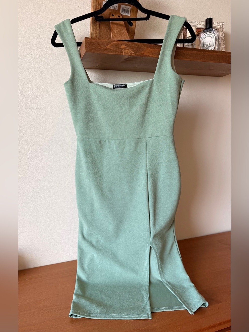 Nasty Gal Mint Green Square Neck Midi Dress